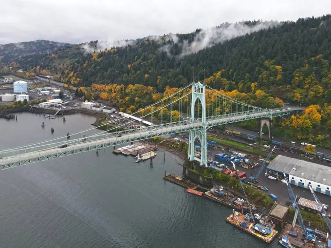 St Johns bridge and Foret Park in Portland, OR
