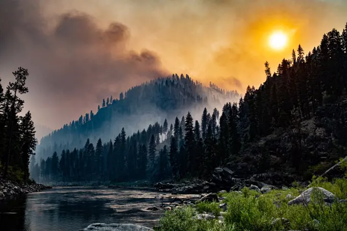 Wildfire in the Mountains of the Salmon River