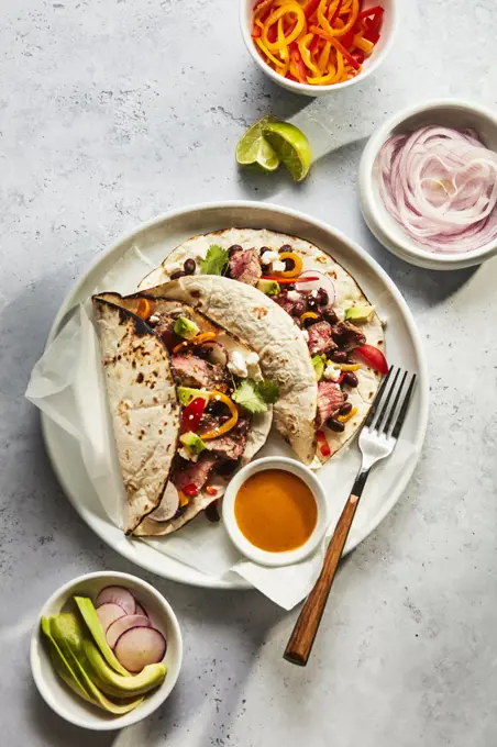 Mexican Beef Tacos with Toppings