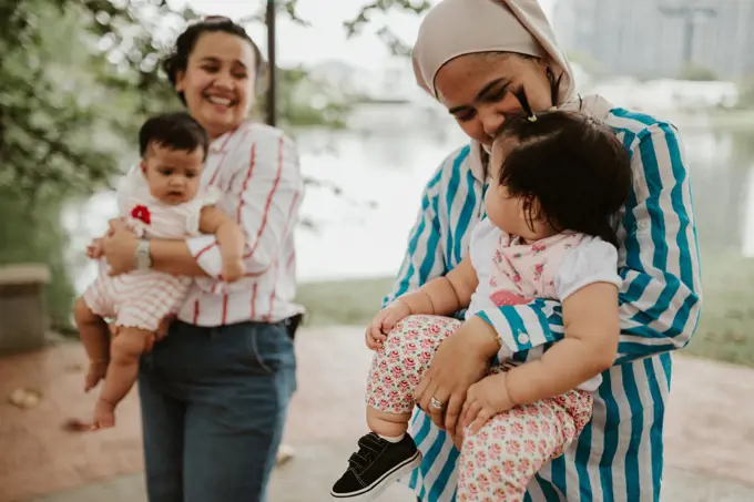 Mothers with babies in the park