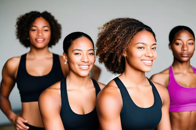 Group of people doing yoga class, health concept. Generative AI