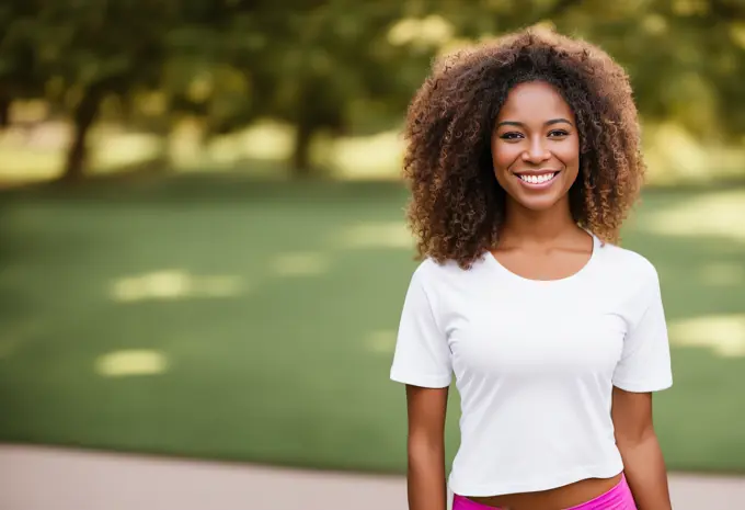 Portrait Afro American sporty woman training outdoors. Generative AI