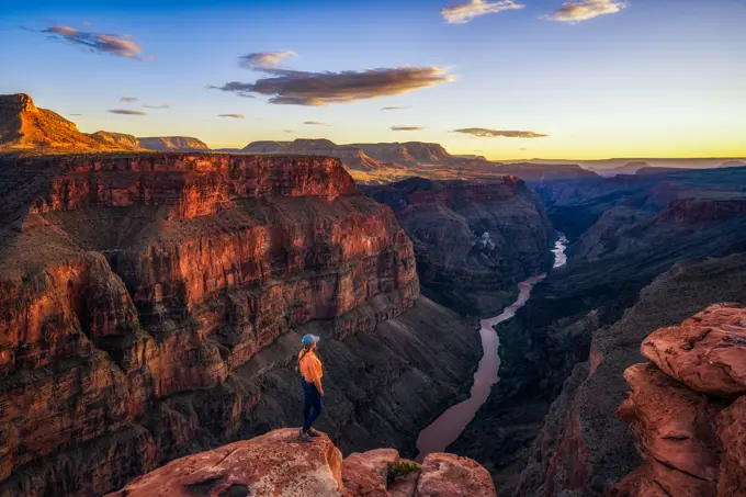 Woman Watching the Sunset Toroweap Overlook in the Grand Canyon