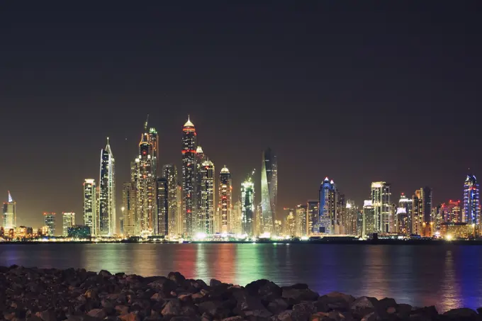 Dubai Marina evening skyscrapers view