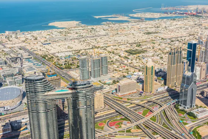 Burj Khalifa view on Dubai skyscrapers