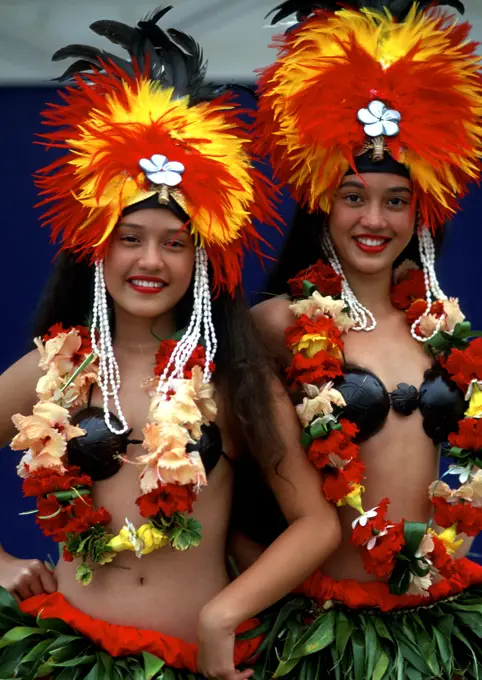 Bora Bora Tahiti Colorful Native Dancers French Polynesia