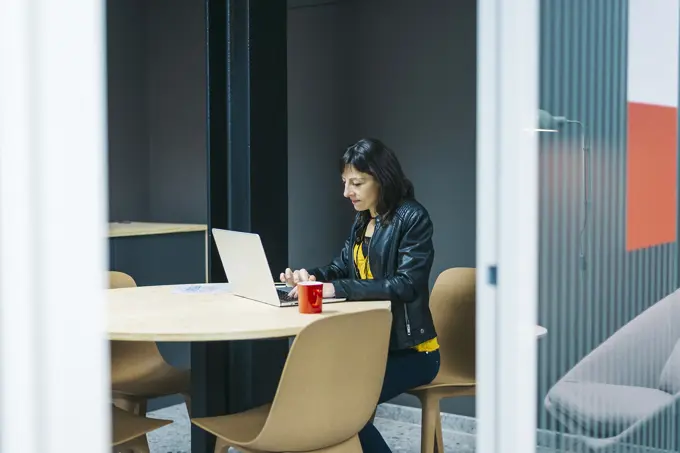 Entrepreneur working with a laptop at office