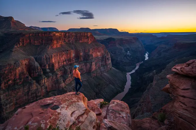 Woman Looking out over the Grand Canyon from Toroweap