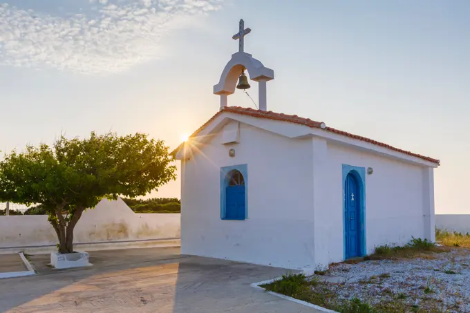 Morning at a small rural church on Fourni island in Greece.