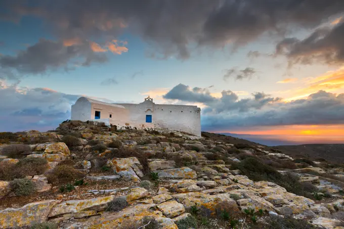 Monastery at Kastro village on Sikinos island in Greece.