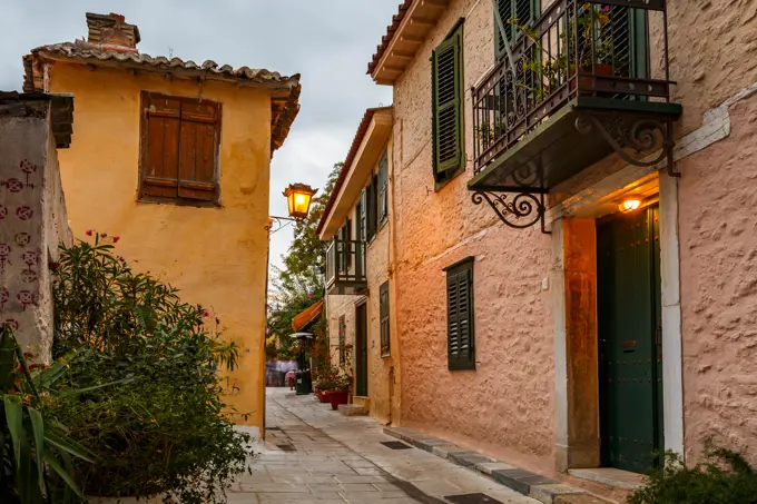 Old  buildings in Plaka district of Athens, Greece.