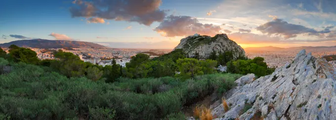 View of Athens from Lycabettus Hill, Greece.