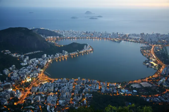 View of Lagoa Rodrigo de Freitas lake, Rio de Janeiro, Brazil.