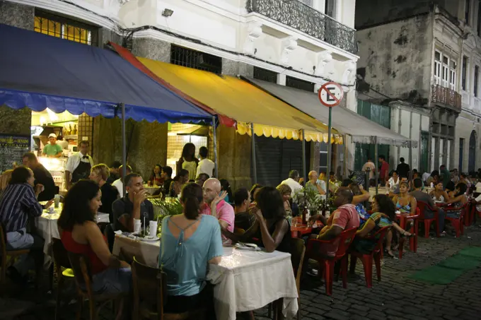 Outdoors restaurants in Lapa, Rio de Janeiro, Brazil.