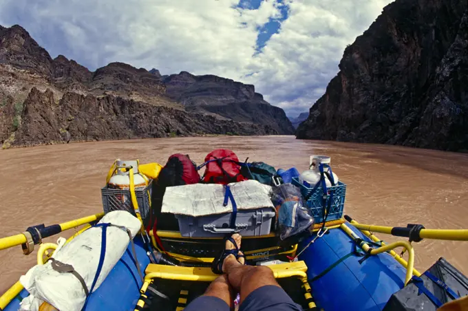 Point of view from raft going down river, Grand Canyon, Arizona.