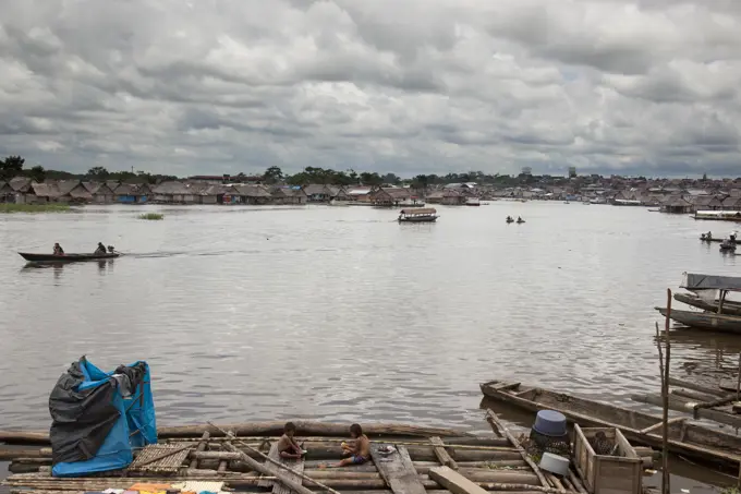 Floating homes in Belen, Iquitos, Peru