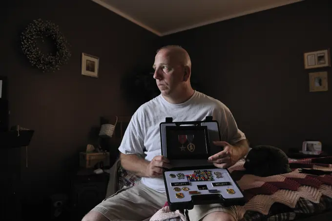 Wounded Veteran at Home from War