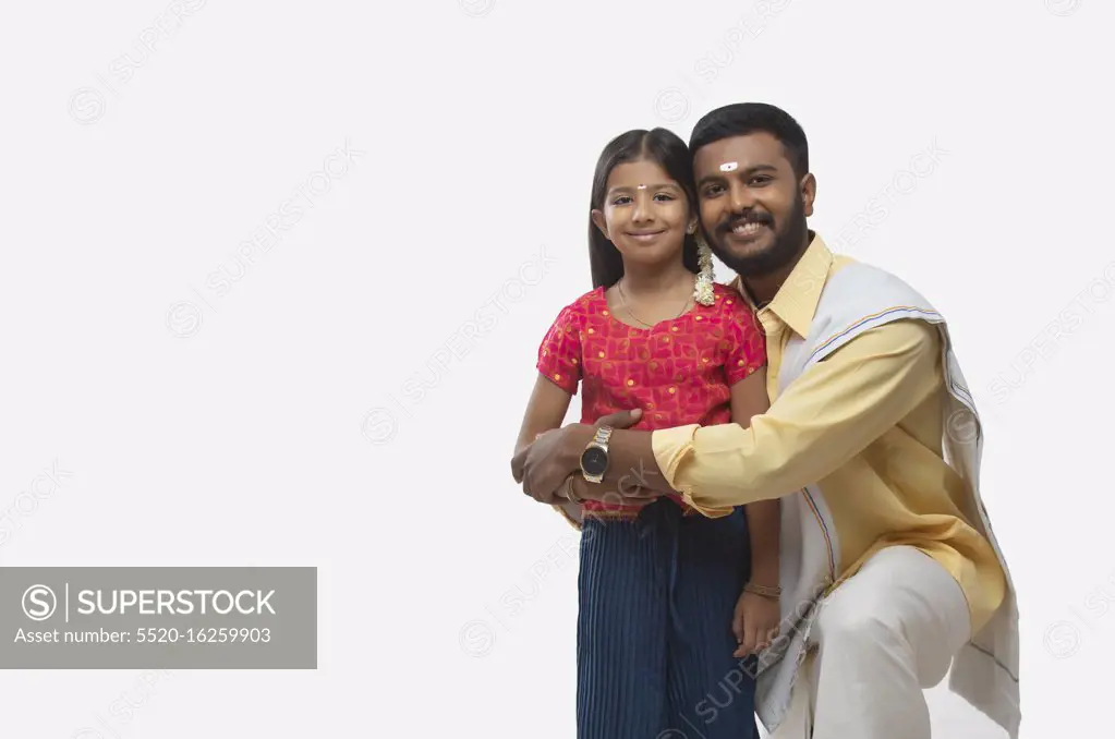 portrait of a south Indian father and daughter