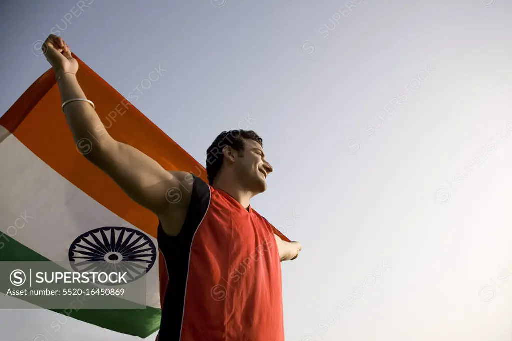 Man holding the national flag, INDEPENDENCE DAY