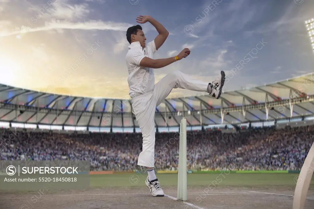 Cricketer, Bowler bowling during a match