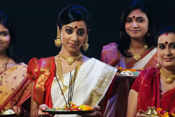 Bengali women celebrating Durga puja , Durga Puja