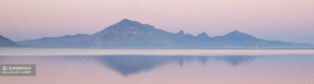 Twilight mirage on the Salt Flats near West Wendover Nevada on the border with Utah