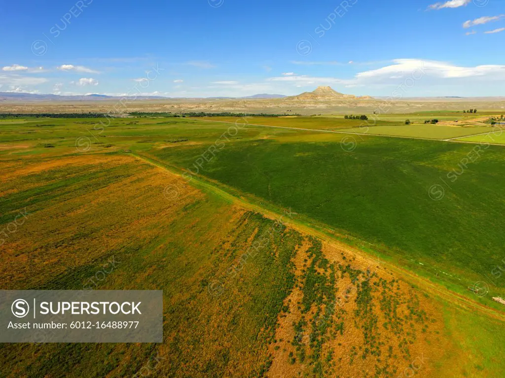 Creeks, streams and rivers run around the base of Crowheart Butte