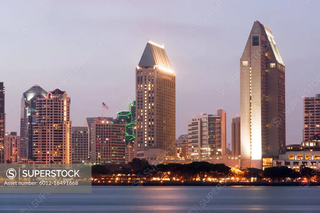 Prominent architecture stands at the waterfront in San Diego