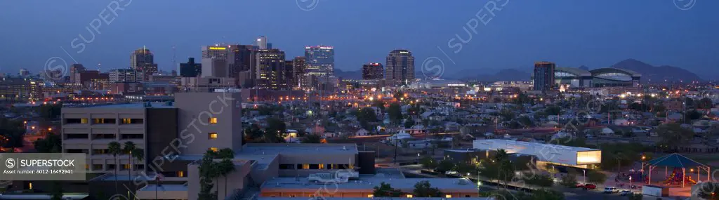 Phoenix Arizona City Skyline Nightime Urban Metro Landscape