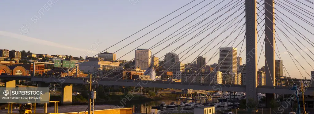 Architecture of the 509 bridge in front of Tacoma WA 