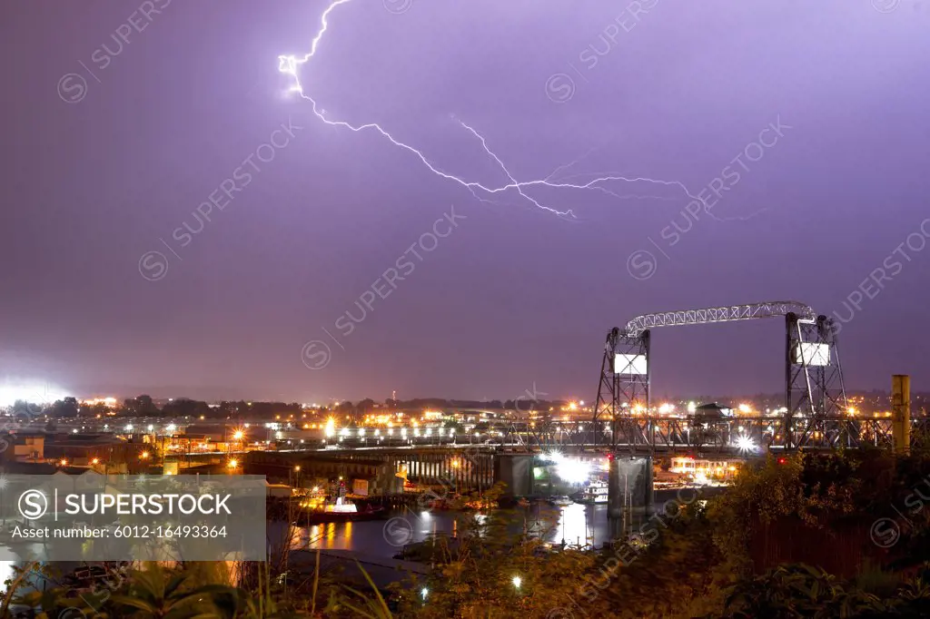 Spectacular storm shows it's power over the Thea Foss Waterway and the Murray Morgan Bridge