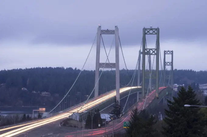 Two bridges are needed to carry traffic into Tacoma out of Gig Harbor over the Puget Sound