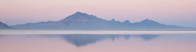 Twilight mirage on the Salt Flats near West Wendover Nevada on the border with Utah