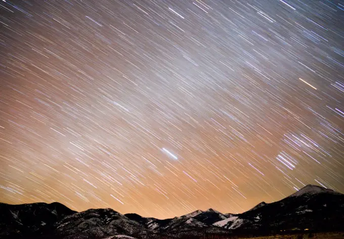 Long exposure night sky on the Salt Flats near West Wendover Nevada on the border with Utah