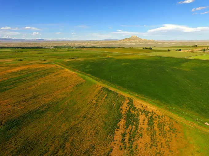 Creeks, streams and rivers run around the base of Crowheart Butte