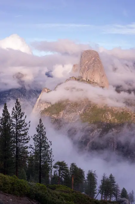 The clouds are moving in on the view from Glacier Point