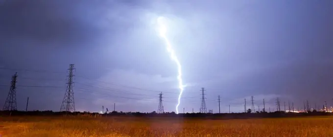 Lightning strikes behind the lines designed to carry it in South Texas