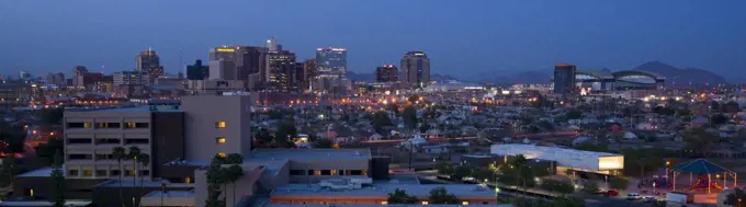 Phoenix Arizona City Skyline Nightime Urban Metro Landscape