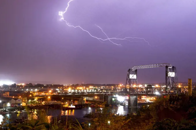 Spectacular storm shows it's power over the Thea Foss Waterway and the Murray Morgan Bridge