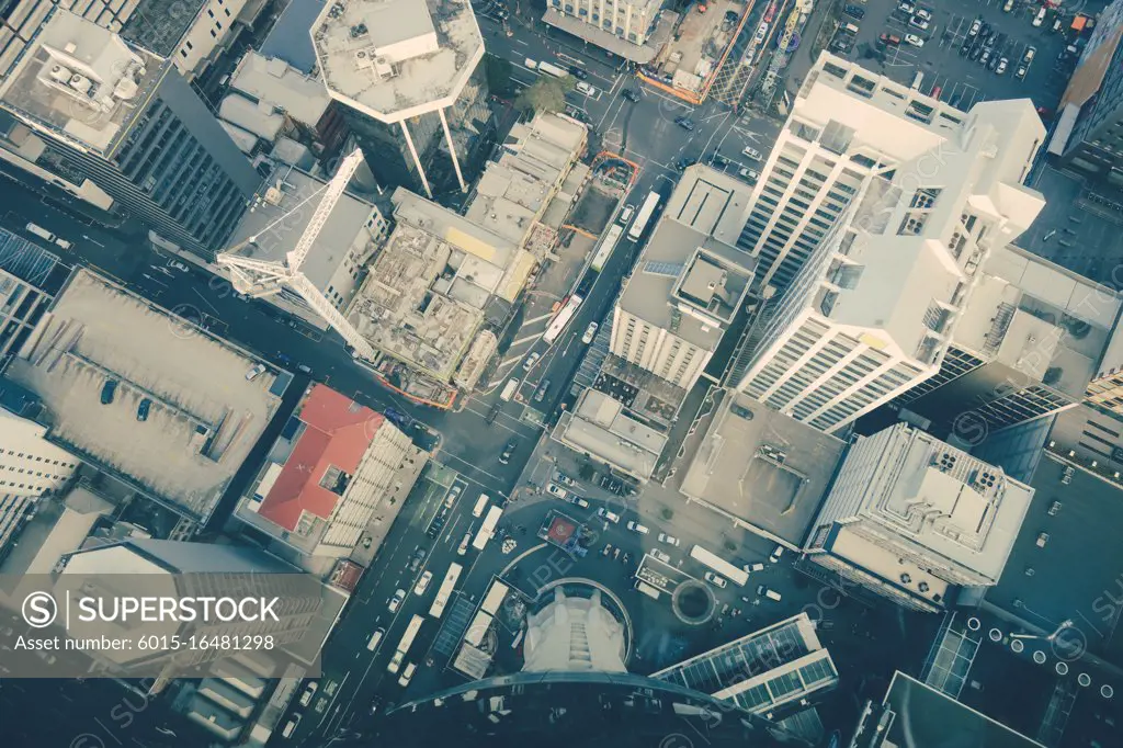 Auckland city. Buildings aerial top view, New Zealand