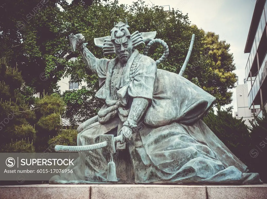 Samurai statue in Senso-ji Kannon temple, Tokyo, Japan