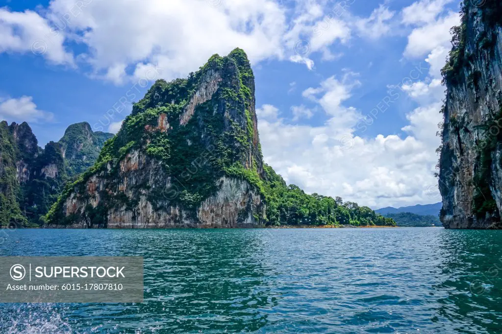 Cheow Lan Lake limestone cliffs, Khao Sok National Park, Thailand