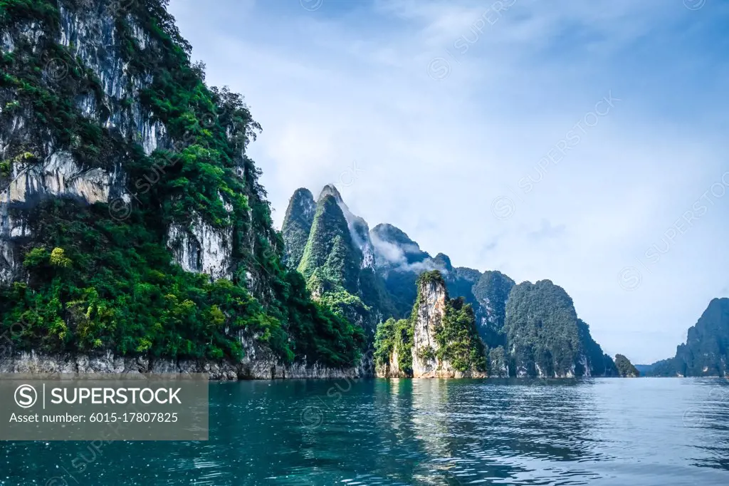 Cheow Lan Lake limestone cliffs, Khao Sok National Park, Thailand