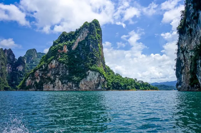 Cheow Lan Lake limestone cliffs, Khao Sok National Park, Thailand