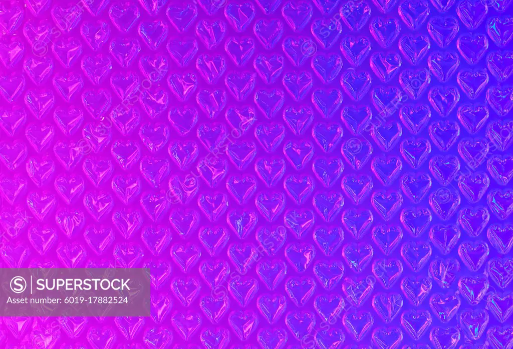 Blue and Magenta  Abstract Bubble Wrap Hearts