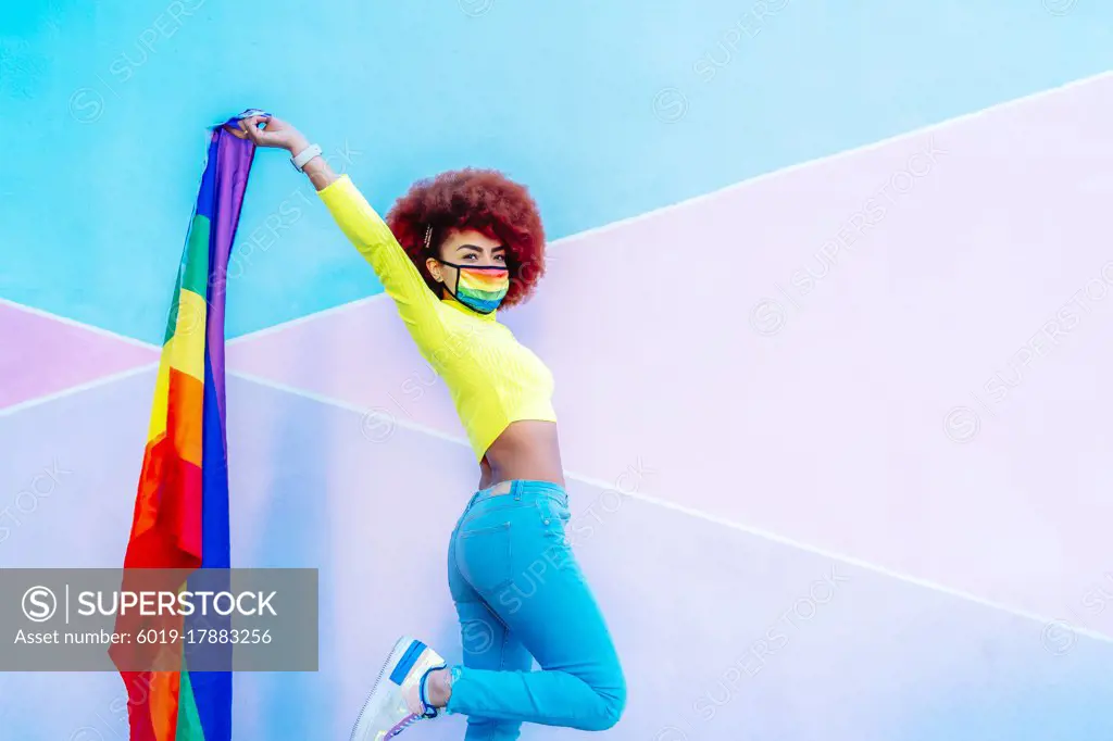 afro with gay pride flag