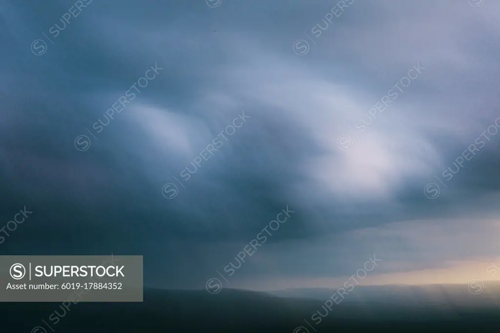 A blue abstract sunset over the Blue Ridge Mountains of Virginia