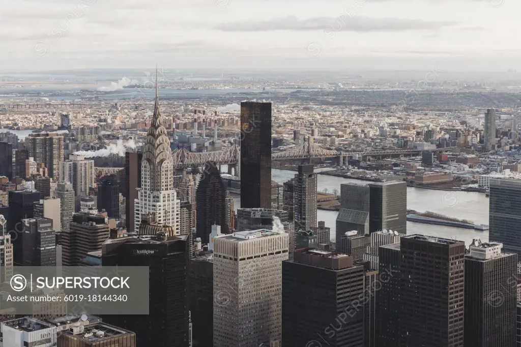 New York skyline and Chrysler Building from above