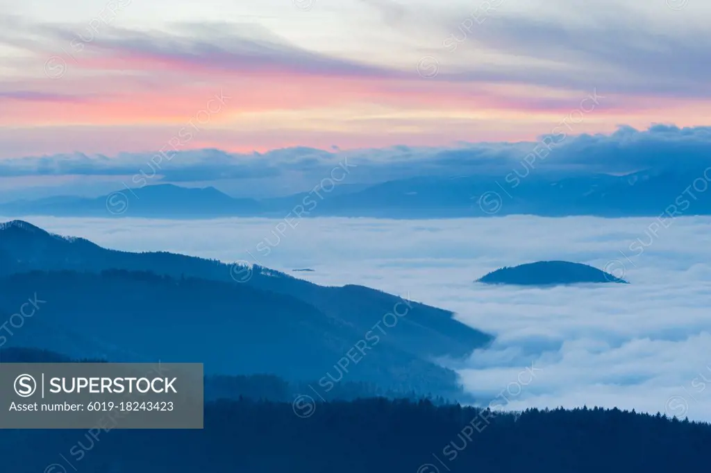 View of Mala and Velka Fatra mountain ranges in Turiec region.