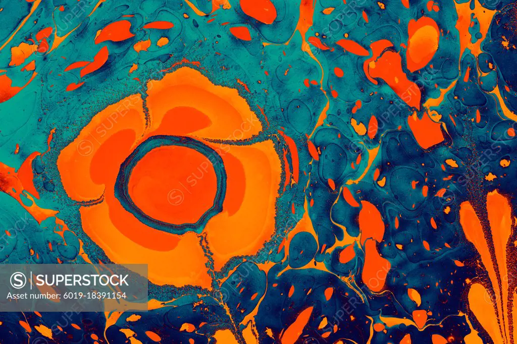 Ebru  marbling floral patterns.  . Unique art  Liquid marbling